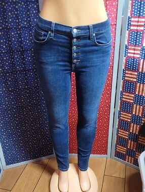 Joe's Jeans Dark Blue High-Rise Button-Fly Skinny Jeans